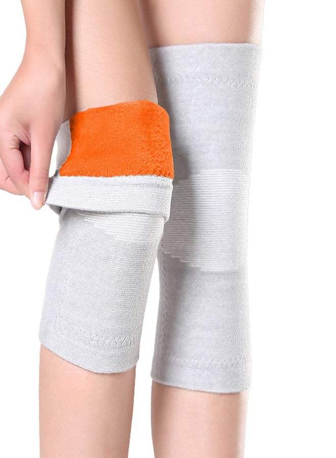 iNelihoo Thicken Knee Warmer with Fleece Lining Stretchy Anti-Slip Arthritic Knee Sleeves Knit Soft Thermal Knees Wrap Pad Leg Sleeve Night Sleep Knees Brace Support Band for Cold Pain Relief - Image 1
