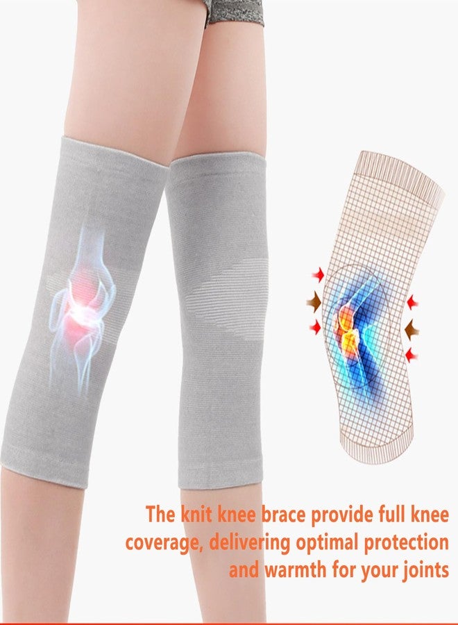 iNelihoo Thicken Knee Warmer with Fleece Lining Stretchy Anti-Slip Arthritic Knee Sleeves Knit Soft Thermal Knees Wrap Pad Leg Sleeve Night Sleep Knees Brace Support Band for Cold Pain Relief - Image 2