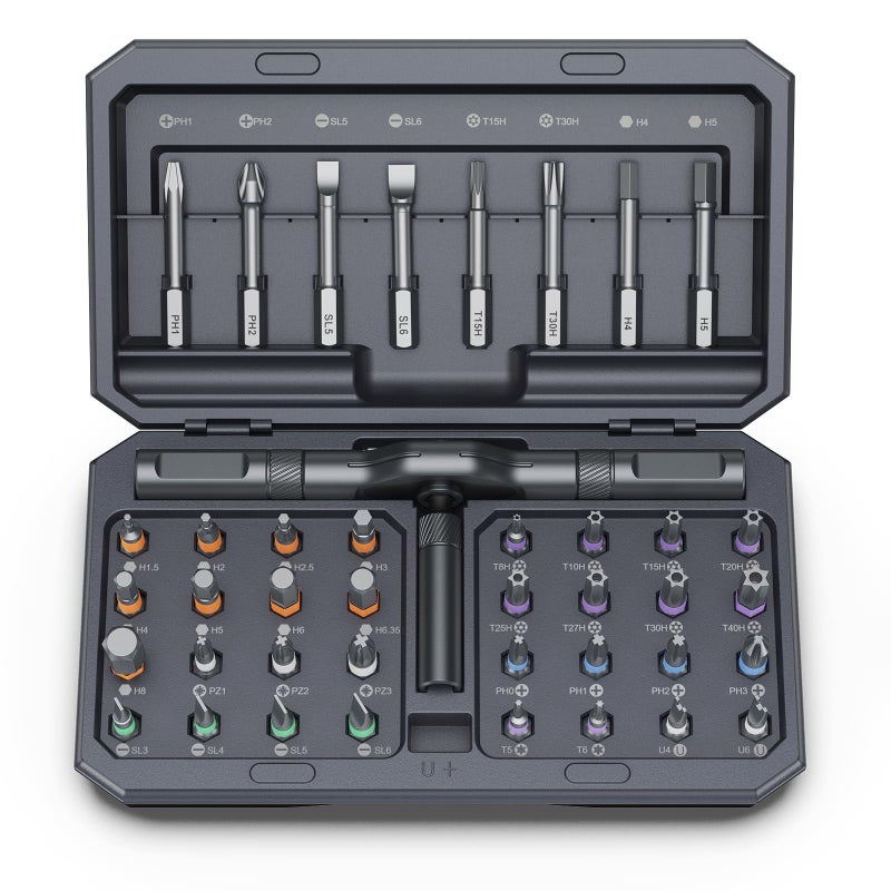 Bomivoi 42 in 1 Magnetic Screwdriver Set, DIY Ratchet Screwdriver Set, Multi Bit Magnetic Drive Set with Detachable Ratchet Handle, Portable Compact Repair Tool Kit for Furniture Computer Bicycle Gray - Image 1
