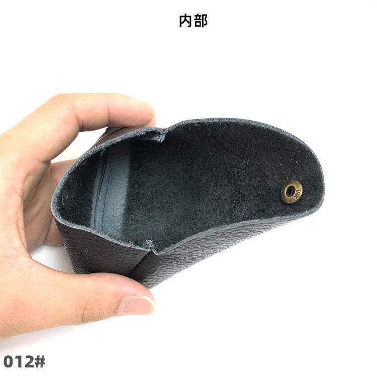 Mini Genuine Leather Snap Headphone Bag For Men, First-Layer Cowhide Business Card Bag, Women'S Coin Storage Bank Card Bag, Short Style - Image 5