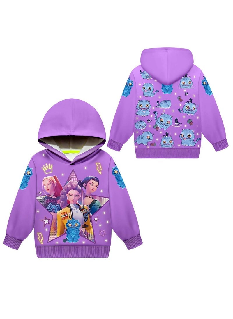 general K-POP: مجموعة الفتيات لصيد الشياطين سترة بقلنسوة تلبي احتياجات الخروج اليومي والأزياء - Image 1