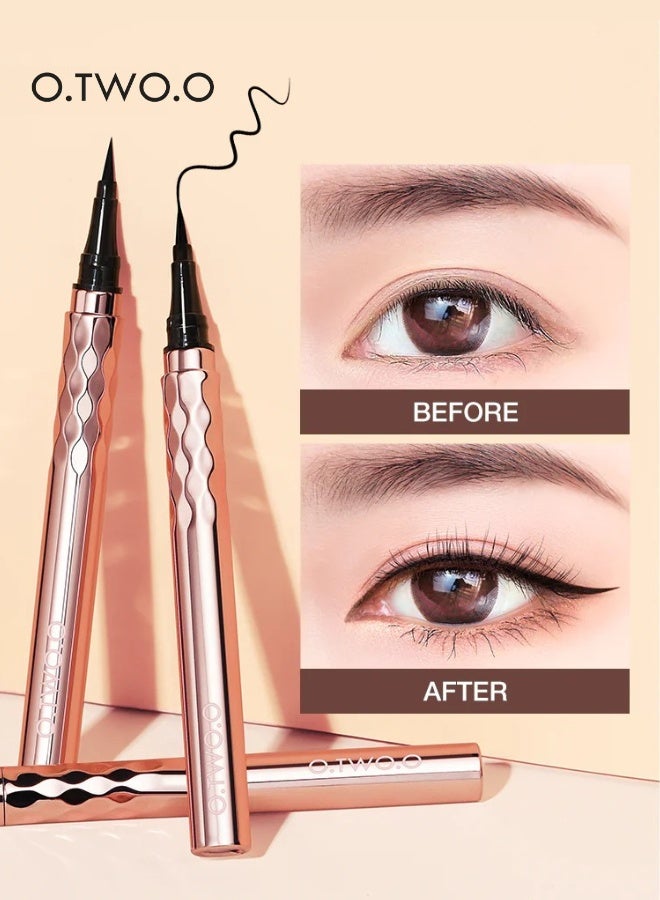 O.TWO.O OTWOO Transfer Proof Graphic Eyeliner Long Lasting Waterproof Smudge Proof Quick Dry Liquid Liner Easy Application Black Color Eye Makeup - Image 1