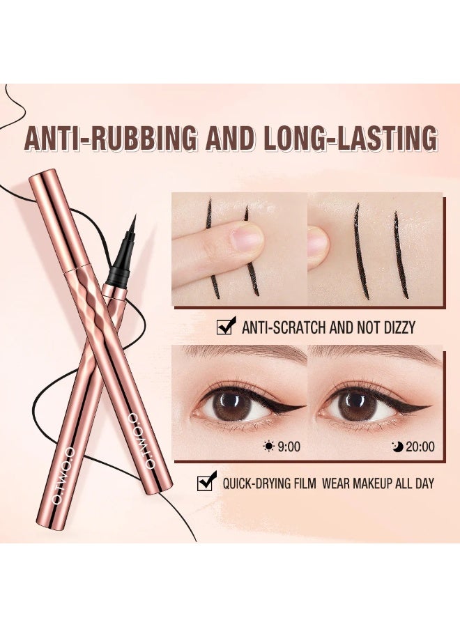 O.TWO.O OTWOO Transfer Proof Graphic Eyeliner Long Lasting Waterproof Smudge Proof Quick Dry Liquid Liner Easy Application Black Color Eye Makeup - Image 4