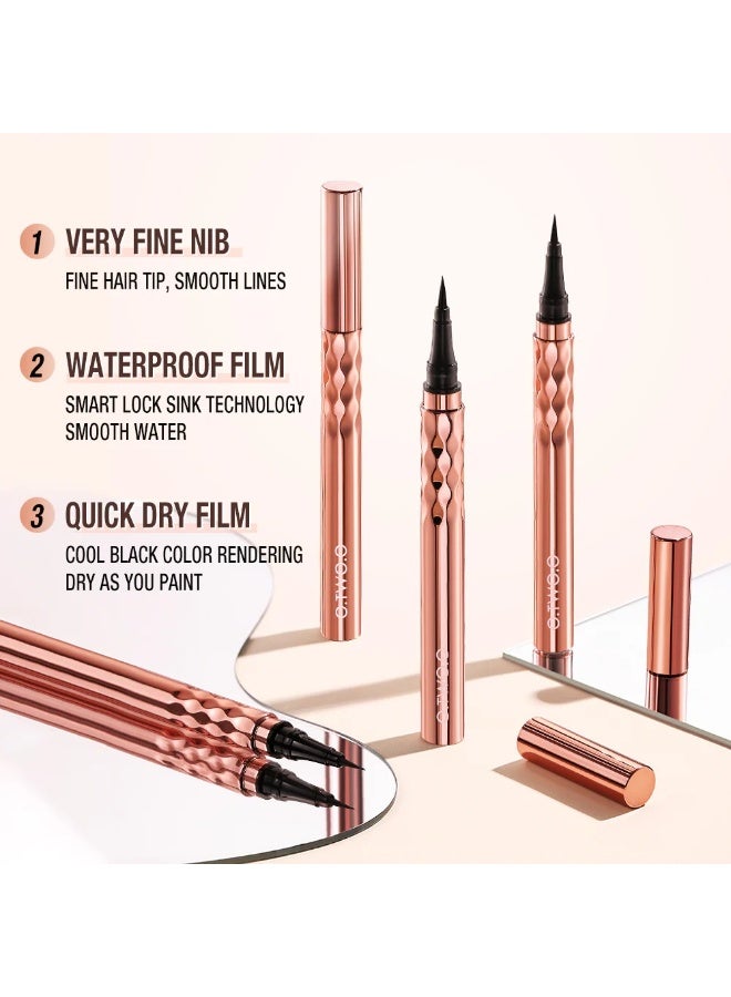 O.TWO.O OTWOO Transfer Proof Graphic Eyeliner Long Lasting Waterproof Smudge Proof Quick Dry Liquid Liner Easy Application Black Color Eye Makeup - Image 2