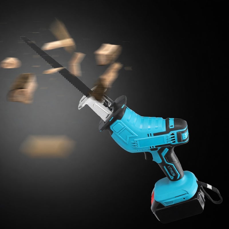 Portable Reciprocating Saw: Rechargeable Battery Powered, Longer Running Time - Stepless Speed Change, Keyless Blade Clamp, LED Light Multifunctional Saber Saw for Outdoor & Dark Work Spaces - Image 5
