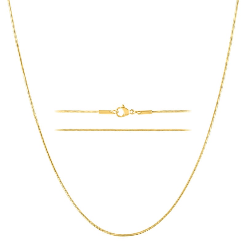 KISPER 24k Gold Snake Chain Necklace â€“ Thin, Dainty, Gold Plated Stainless Steel Jewelry for Women & Men with Lobster Clasp, 24" - Image 1