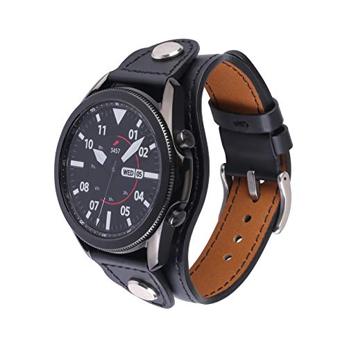 KONAFEI Compatible with Samsung Galaxy Watch 7&FE&6&5&4&3 Band/40mm 44mm/Active 2/Galaxy Watch 5 Pro/Watch 6&4 Classic 43mm/47mm/42mm/46mm/Garmin Venu, 20mm Leather Bracelet Vintage Strap for Men&Women - Image 3