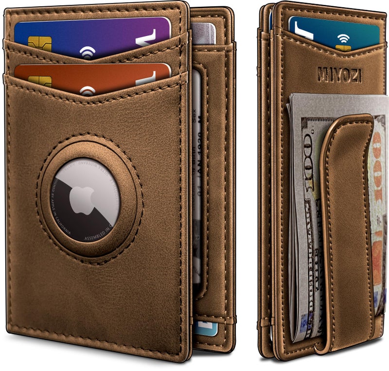 miyozi Airtag Wallet for Men with Money Clip Gift Boxed Magnetic Closure Slim Genuine Leather Front Pocket Wallet 41x 28 RFID Blocking - Image 2