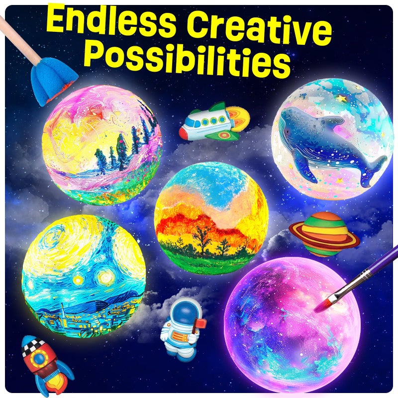 LAOESE Paint Your Own Moon Lamp Kit, DIY 3D Space Moon Night Light, Art Supplies Arts & Crafts Kit, Arts and Crafts for Kids Ages 8-12, Toys Girls Boy Birthday Gift Ages3 4 5 6 7 8 9 10 11 12+ - Image 2