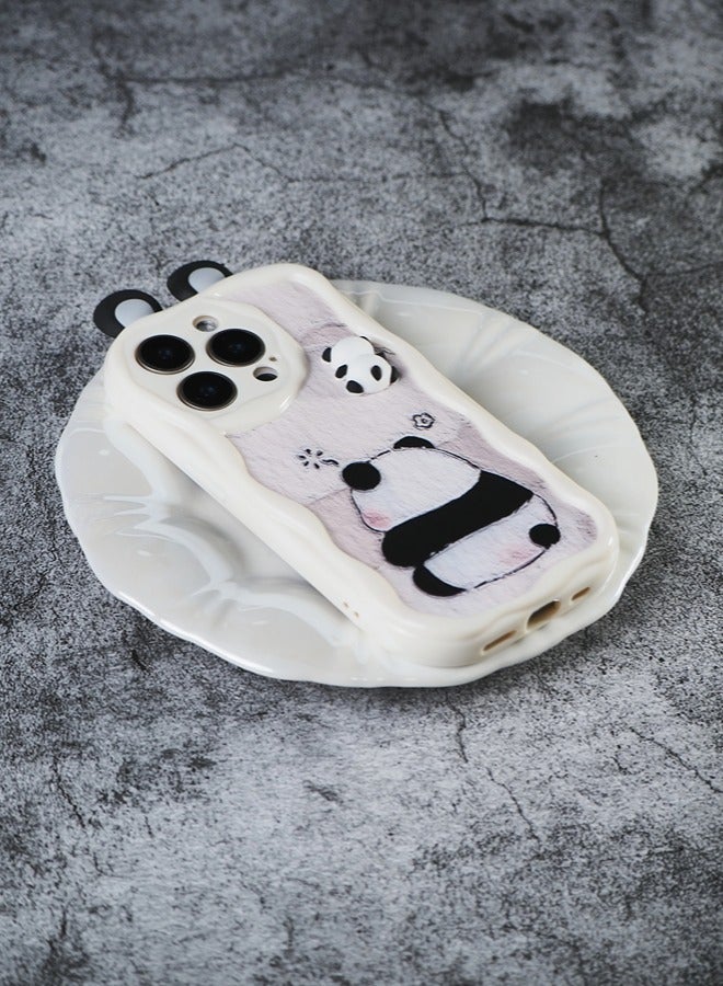 ShebSheb Cute iPhone 15 Pro Max Case Cartoon Animal 3D Ears Wavy Edge Protector,Soft Silicone Back Phone Cover  - Image 3