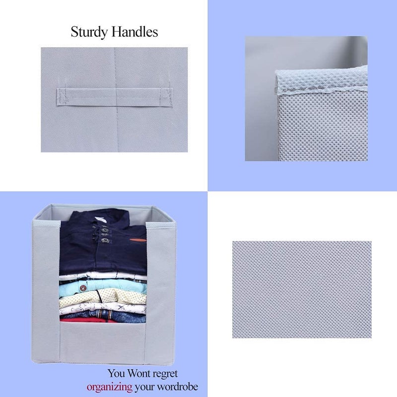 MBW Clothes Organiser for Wardrobe Wardrobe Organizer for Clothes Cupboard Organizer for Clothes Cloth Organizer for Wardrobe Organizer for Wardrobe Dress Organiser Grey Pack of 6 - Image 4