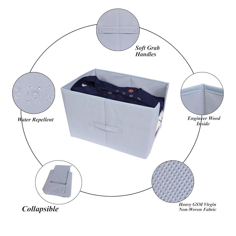 MBW Clothes Organiser for Wardrobe Wardrobe Organizer for Clothes Cupboard Organizer for Clothes Cloth Organizer for Wardrobe Organizer for Wardrobe Dress Organiser Grey Pack of 6 - Image 3