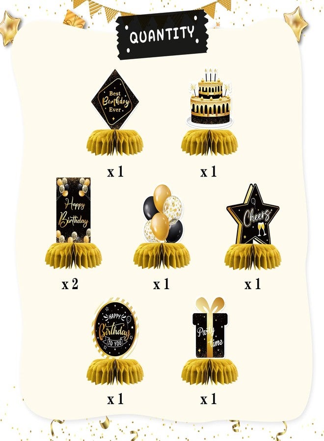 إنورو مجموعة زينة طاولة عيد ميلاد على شكل خلية نحل، هدايا عيد ميلاد وذكرى زواج، زينة طاولة لحفلات أعياد الميلاد للكبار والصغار والمراهقين، مجموعة من 8 قطع (ذهبي) - Image 4