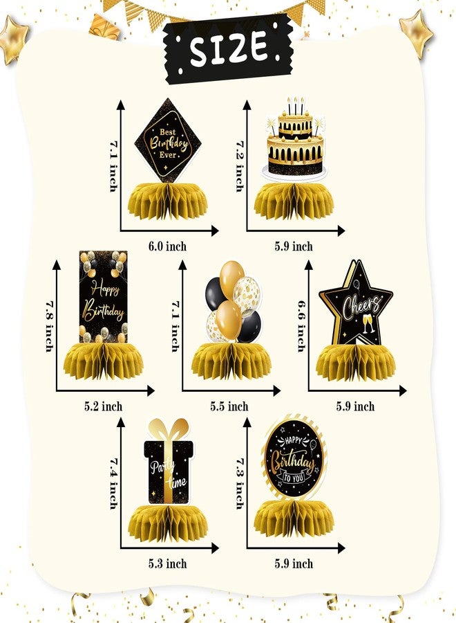 إنورو مجموعة زينة طاولة عيد ميلاد على شكل خلية نحل، هدايا عيد ميلاد وذكرى زواج، زينة طاولة لحفلات أعياد الميلاد للكبار والصغار والمراهقين، مجموعة من 8 قطع (ذهبي) - Image 2