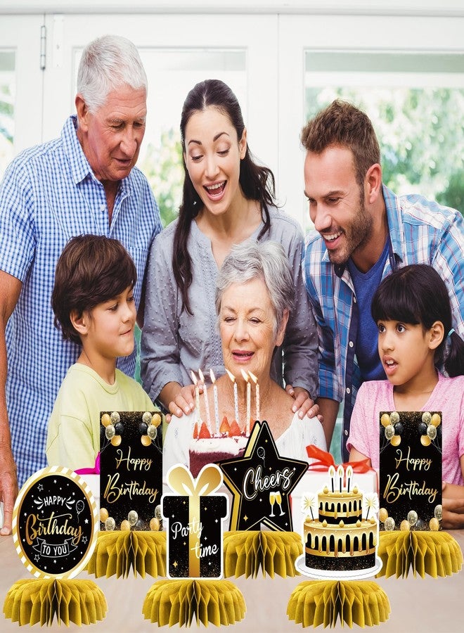 إنورو مجموعة زينة طاولة عيد ميلاد على شكل خلية نحل، هدايا عيد ميلاد وذكرى زواج، زينة طاولة لحفلات أعياد الميلاد للكبار والصغار والمراهقين، مجموعة من 8 قطع (ذهبي) - Image 5