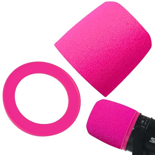 RhymKawa MV7 Pop Filter for Shure MV7 and MV7X Microphone Windscreen Cover Replacing, Colored Foam with Retainer Ring (Pink) - Image 1