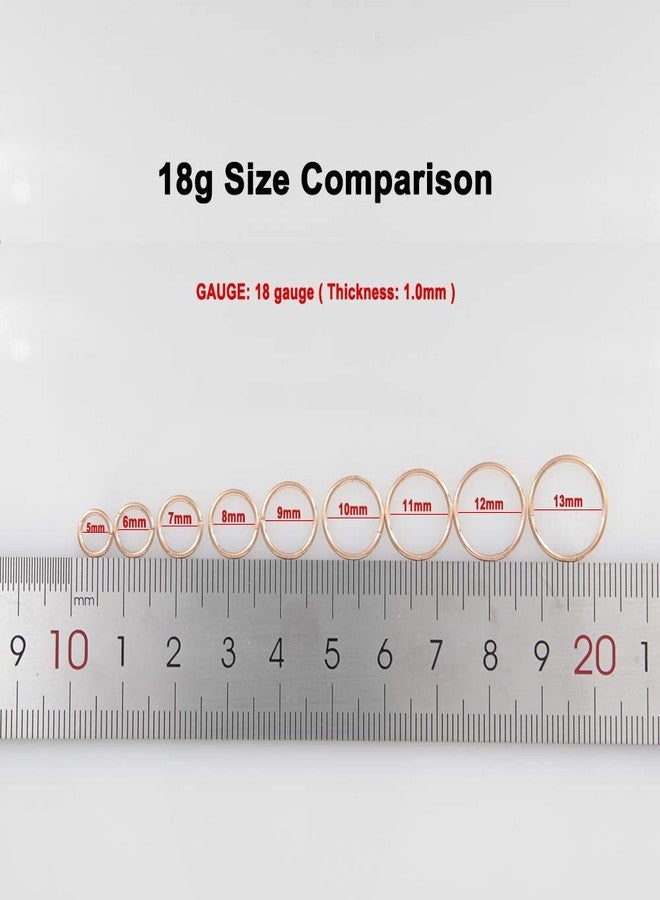 FANSING 18g 8mm Nose Hoop 18 Gauge Hinged Seamless Piercing Jewelry Ring for Septum Helix Cartilage Earlobe Lip Daith Tragus Rook & Conch 18k Rose Gold-plated Surgical Steel - Image 2