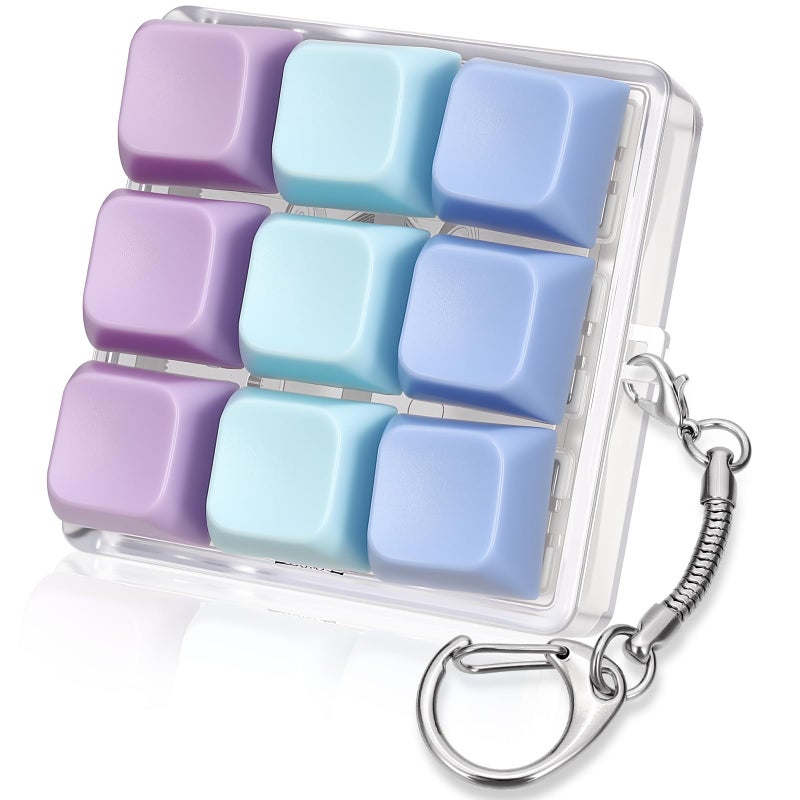 DEARIDAP Keyboard Fidget Toy 9in 1 Keyboard Keychain Push Bubble Sensory Fidget Toys Anxiety and Stress Relief Gifts for Children Adults Friends Purple and Blue - Image 3
