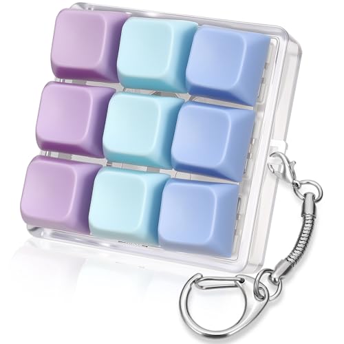 DEARIDAP Keyboard Fidget Toy 9in 1 Keyboard Keychain Push Bubble Sensory Fidget Toys Anxiety and Stress Relief Gifts for Children Adults Friends Purple and Blue - Image 1