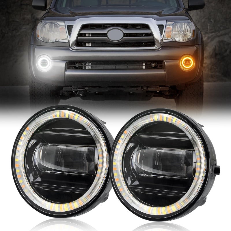 SUPAREE LED Fog Lights with Halo Ring White DRL/Yellow Turn Signal Fit for Tacoma 2005-2011/Tundra 2007-2013/Solara 2004-2006/Sequoia 2008-2015 Ideal for All-Weather Conditions,2 Pack - Image 1