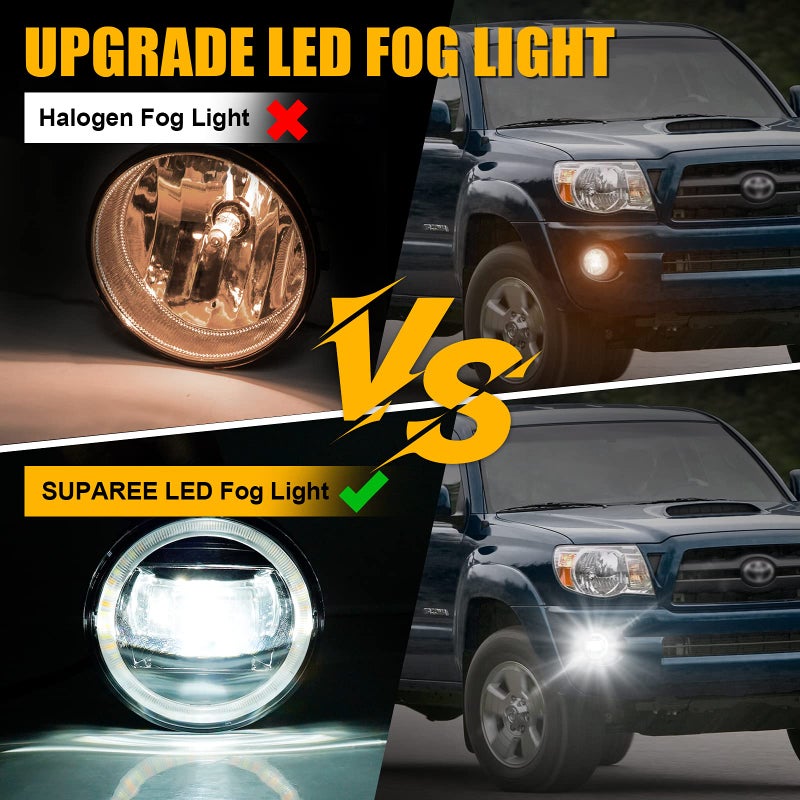 SUPAREE LED Fog Lights with Halo Ring White DRL/Yellow Turn Signal Fit for Tacoma 2005-2011/Tundra 2007-2013/Solara 2004-2006/Sequoia 2008-2015 Ideal for All-Weather Conditions,2 Pack - Image 3