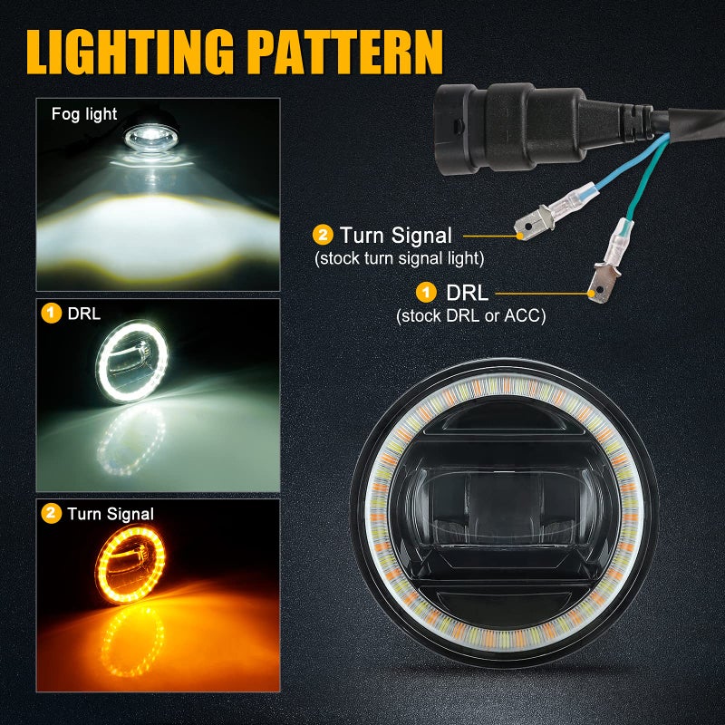 SUPAREE LED Fog Lights with Halo Ring White DRL/Yellow Turn Signal Fit for Tacoma 2005-2011/Tundra 2007-2013/Solara 2004-2006/Sequoia 2008-2015 Ideal for All-Weather Conditions,2 Pack - Image 2