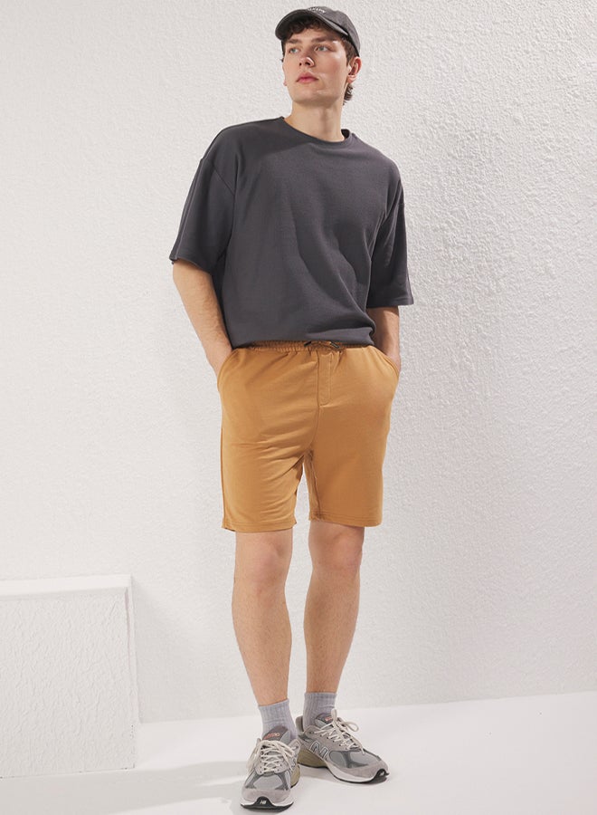 trendyol Camel Basic Regular Mid Length/Normal Cut Plain Shorts - Image 2