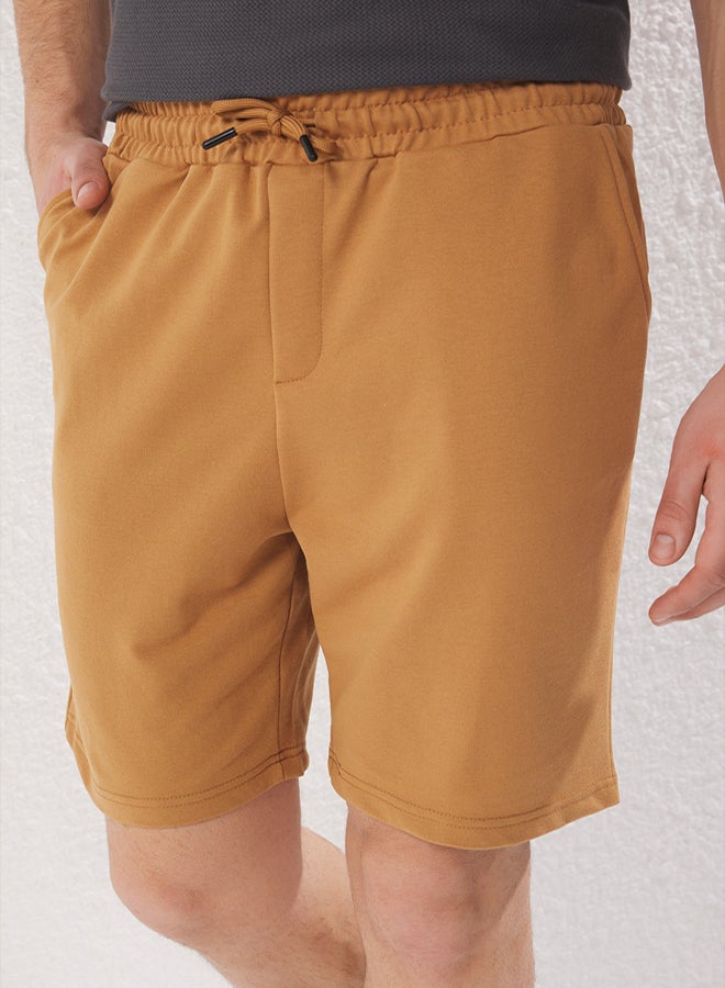 trendyol Camel Basic Regular Mid Length/Normal Cut Plain Shorts - Image 1