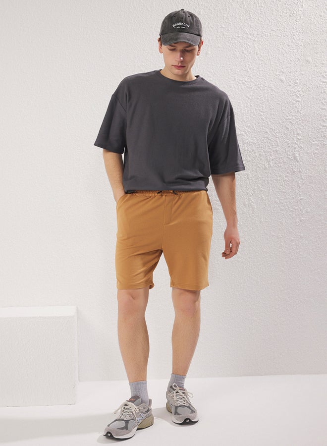 trendyol Camel Basic Regular Mid Length/Normal Cut Plain Shorts - Image 3