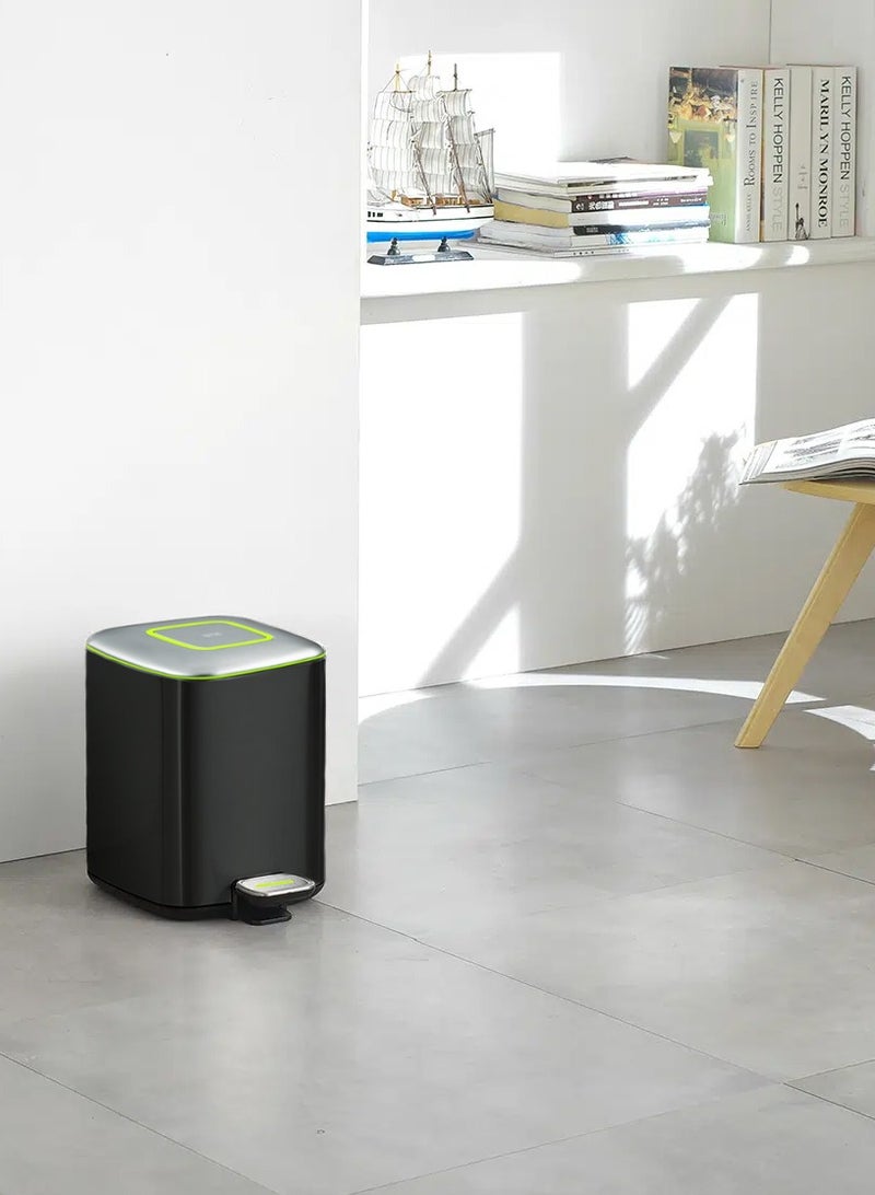 EKO REGENT SERIES | Brushed Stainless Steel Finish | Soft-Closing | Fingerprint-Resistant | Pedal Trash & Garbage Bin | Multiple Sizes ( 6 - 20 Liters ) & Colors  | 6 Liters | Charcoal Black  - Image 2