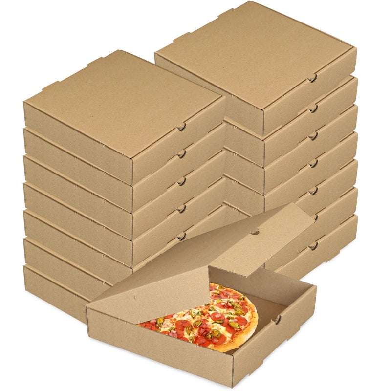 MALANI STORES Pizza Boxes Cardboard Boxes Take Out Containers Gift Packing Boxes Takeaway for Pizza Cake Cookies Food Brown8 Inch Pack of 10 - Image 1