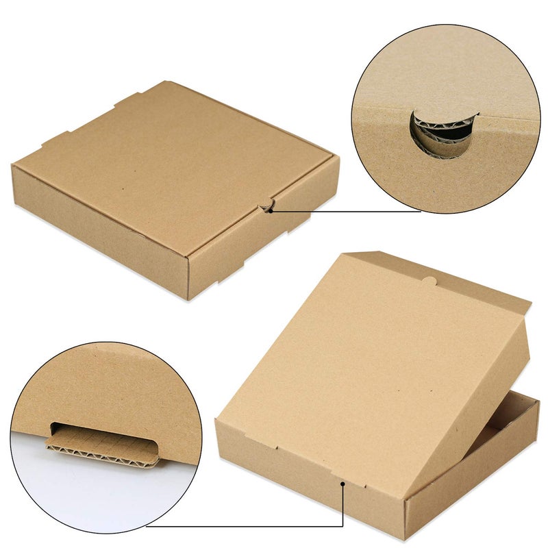 MALANI STORES Pizza Boxes Cardboard Boxes Take Out Containers Gift Packing Boxes Takeaway for Pizza Cake Cookies Food Brown8 Inch Pack of 10 - Image 5