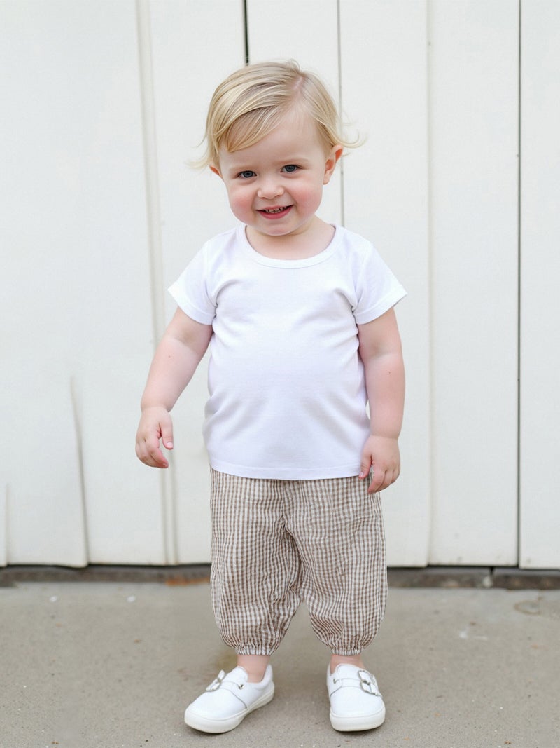 Kids Girls Boys Jogger Pants Loose Plaid Print Elastic Waist Trousers Casual Bottoms for Toddler Newborn Infant - Image 4