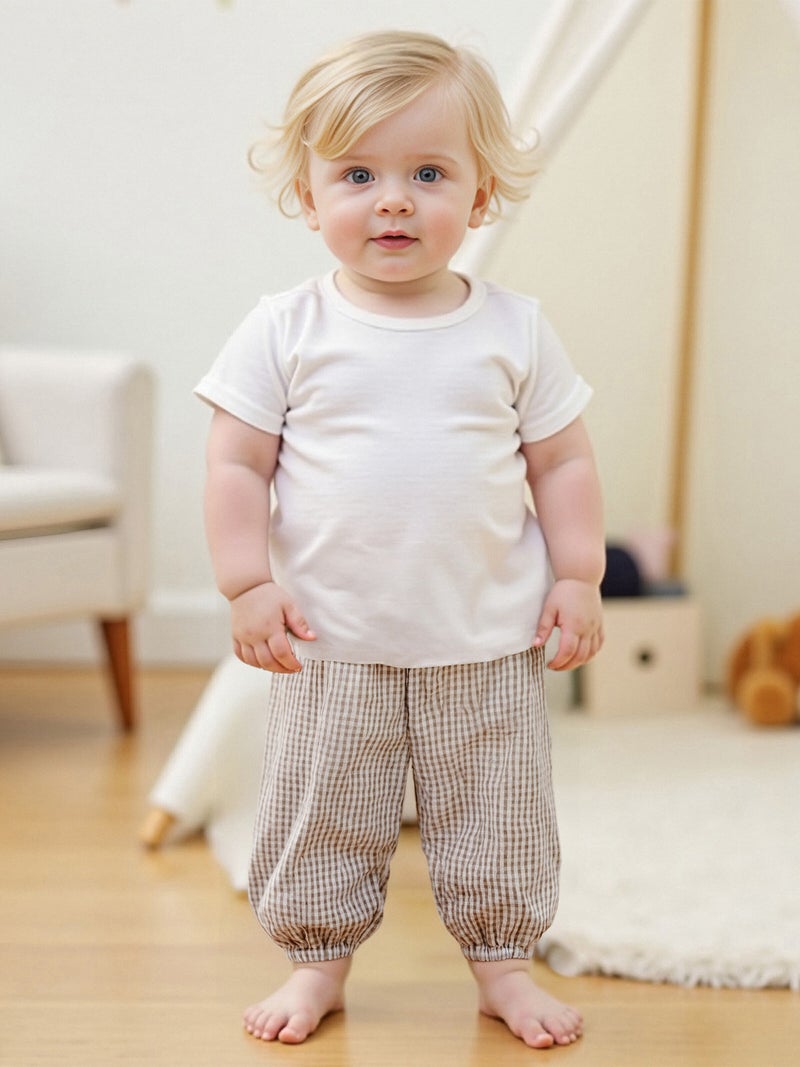 Kids Girls Boys Jogger Pants Loose Plaid Print Elastic Waist Trousers Casual Bottoms for Toddler Newborn Infant - Image 3