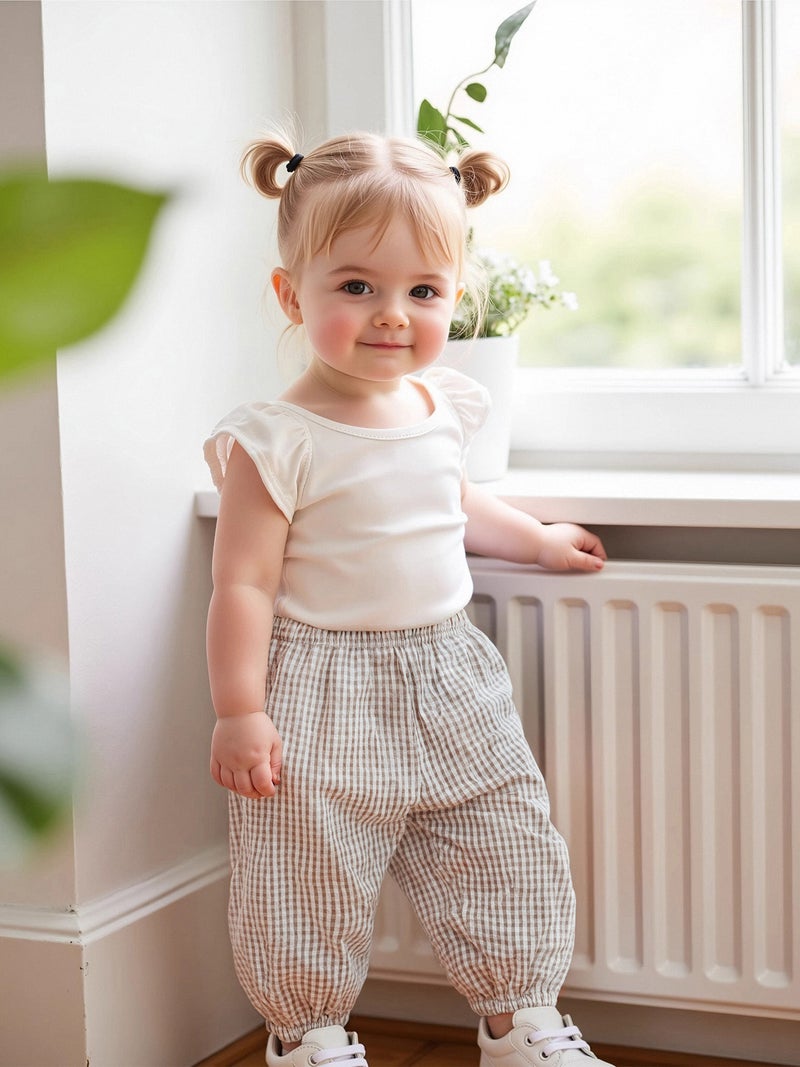 Kids Girls Boys Jogger Pants Loose Plaid Print Elastic Waist Trousers Casual Bottoms for Toddler Newborn Infant - Image 5