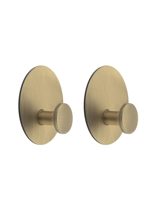Allied Stainless Steel Self Adhesive Wall Hook Round Shaped for kichen, Bathroom, Cabinet, Towel, Utensils, Key - Waterproof and Rustproof | Code - 717 (Pack of 2, Brass Antique) - Image 1