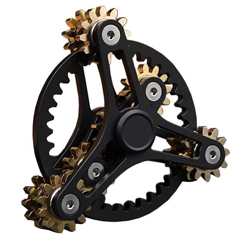 Bitopbi Pure Brass Fidget Spinner Gears Linkage Fidget Gyro Toy Metal DIY Hand Spinner Spins Long Time EDC Focus Meditation Break Bad Habits ADHD with Multiple Premium Bearings 12 Bearings Black - Image 3