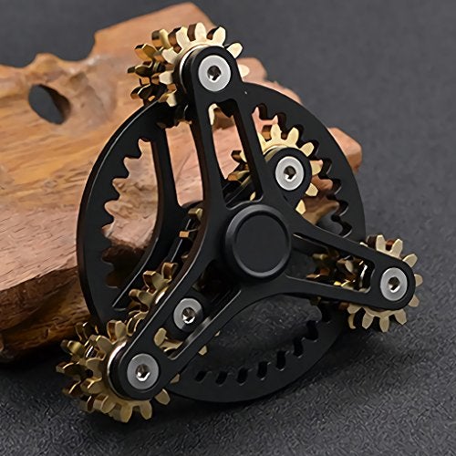 Bitopbi Pure Brass Fidget Spinner Gears Linkage Fidget Gyro Toy Metal DIY Hand Spinner Spins Long Time EDC Focus Meditation Break Bad Habits ADHD with Multiple Premium Bearings 12 Bearings Black - Image 5