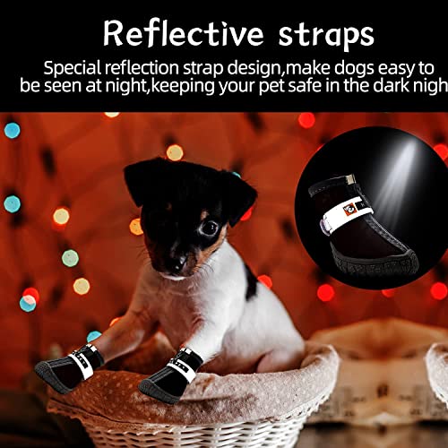 KUTKUT Dog Shoe for Hardwood Floors with Reflective & Adjustable Strap Zipper Closure for Small Dogs Maltese, Papillon, ToyPomeranian, ToyPoodle (Size# 2, L*W: 4.0cm* 3.3cm Black) - Image 5