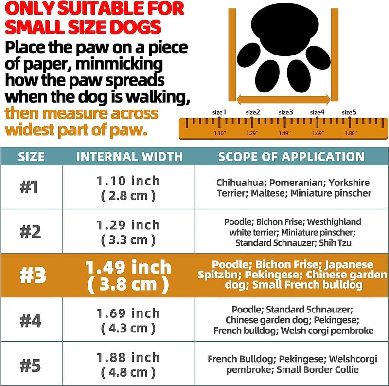 KUTKUT Dog Shoe for Hardwood Floors with Reflective & Adjustable Strap Zipper Closure for Small Dogs Maltese, Papillon, ToyPomeranian, ToyPoodle (Size# 2, L*W: 4.0cm* 3.3cm Black) - Image 3
