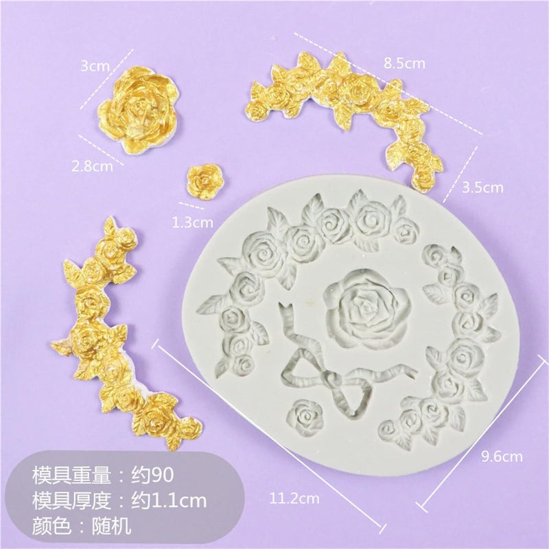 Skytail Roses Leaves Silicone Mold Valentines Day 3D Roses Candle Mold Couple Gifts Wax Resin Casting Clay Chocolate Candy Cake Decor Fondant for DIY Cupcake Cookie Cake Pop Jelly Soap Mold - Image 2