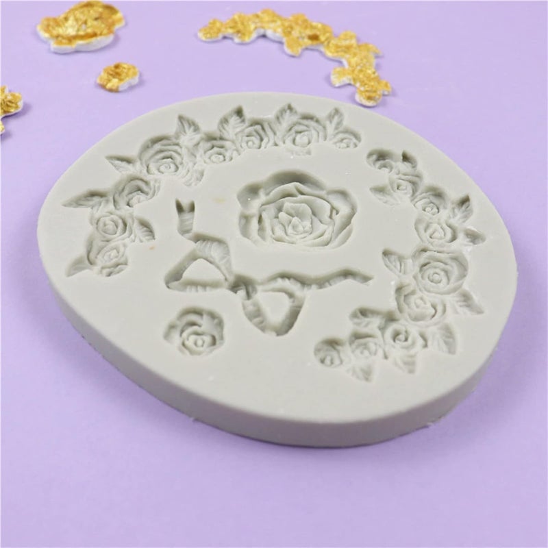 Skytail Roses Leaves Silicone Mold Valentines Day 3D Roses Candle Mold Couple Gifts Wax Resin Casting Clay Chocolate Candy Cake Decor Fondant for DIY Cupcake Cookie Cake Pop Jelly Soap Mold - Image 5