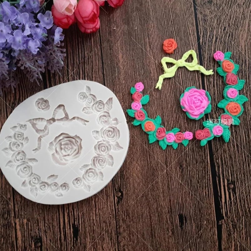 Skytail Roses Leaves Silicone Mold Valentines Day 3D Roses Candle Mold Couple Gifts Wax Resin Casting Clay Chocolate Candy Cake Decor Fondant for DIY Cupcake Cookie Cake Pop Jelly Soap Mold - Image 4