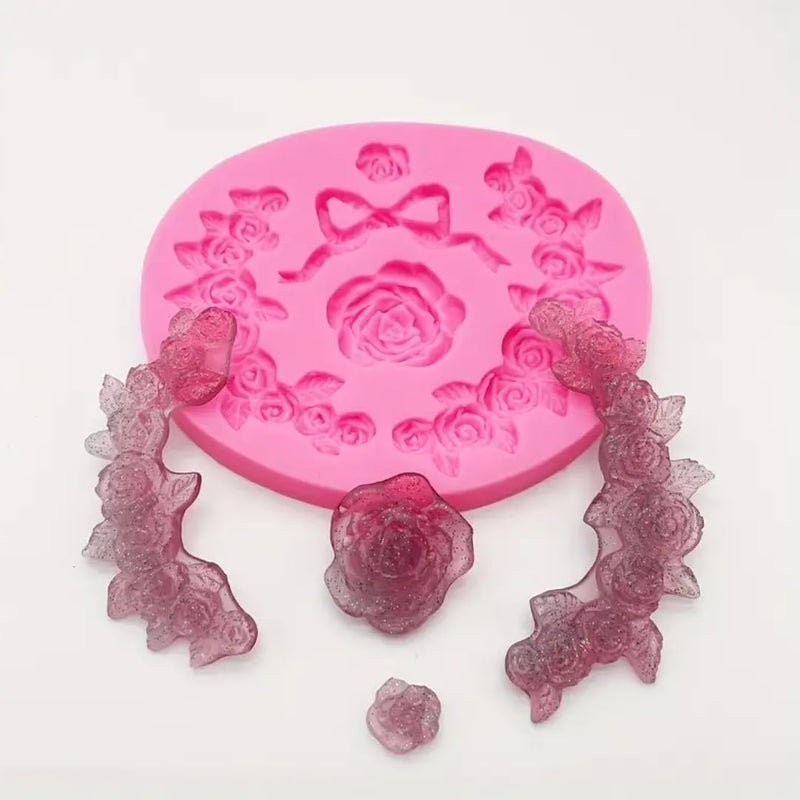 Skytail Roses Leaves Silicone Mold Valentines Day 3D Roses Candle Mold Couple Gifts Wax Resin Casting Clay Chocolate Candy Cake Decor Fondant for DIY Cupcake Cookie Cake Pop Jelly Soap Mold - Image 3