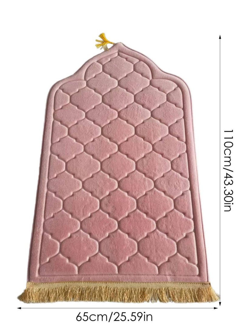 Anmi Flannel Prayer Mat, Mosque-shaped Soft Prayer Rug,Prayer Rug with Tassels, Prayer Mats for Ramadans Eid  - Image 4