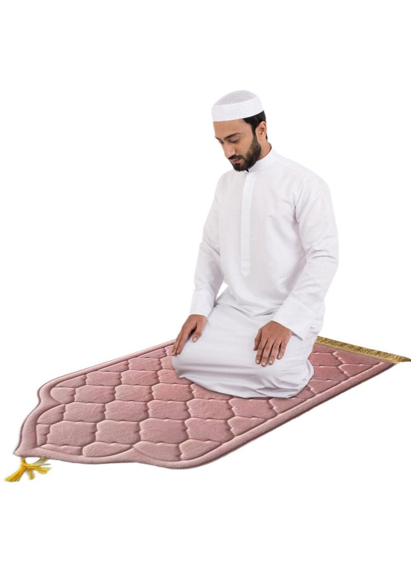 Anmi Flannel Prayer Mat, Mosque-shaped Soft Prayer Rug,Prayer Rug with Tassels, Prayer Mats for Ramadans Eid  - Image 1