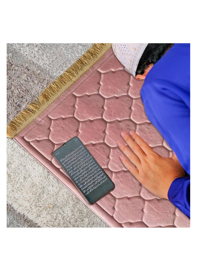 Anmi Flannel Prayer Mat, Mosque-shaped Soft Prayer Rug,Prayer Rug with Tassels, Prayer Mats for Ramadans Eid  - Image 3