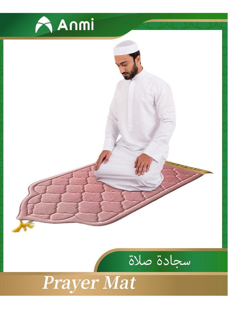 أنمي سجادة صلاة من الفانيلا، سجادة صلاة ناعمة على شكل مسجد، سجادة صلاة مع شرابات، سجادة صلاة للعيدين في رمضان - Image 1