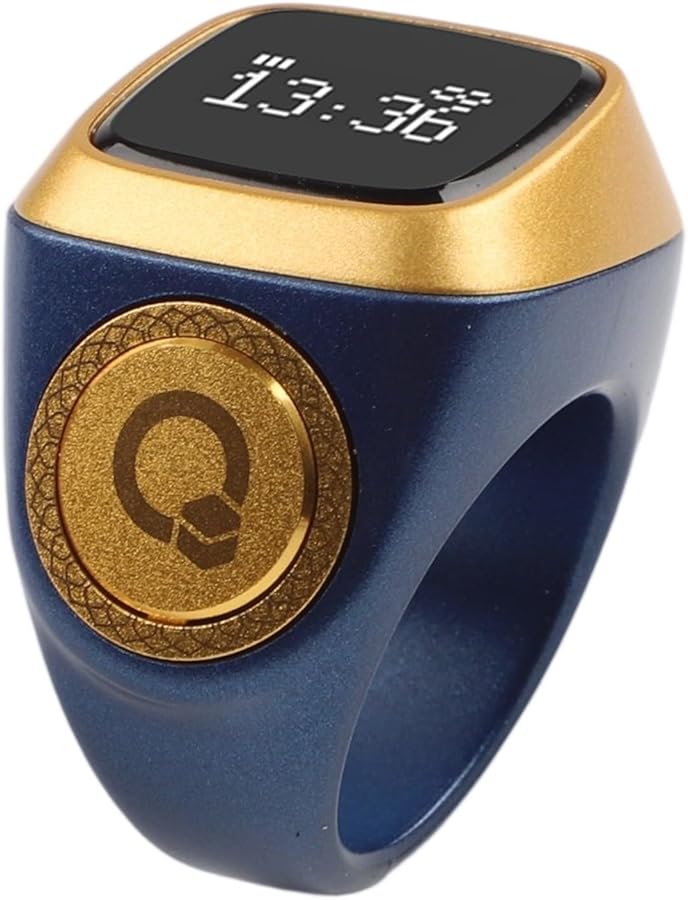 Smart Ring With Display Waterproof Digital Tasbih Counter Vibration Prayer Time Reminder 18mm Blue - Image 2