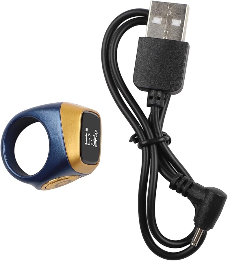 Smart Ring With Display Waterproof Digital Tasbih Counter Vibration Prayer Time Reminder 18mm Blue - Image 4